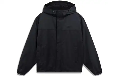 Li Ning Trench Coat Men's Black Jacquard All Over Print Black