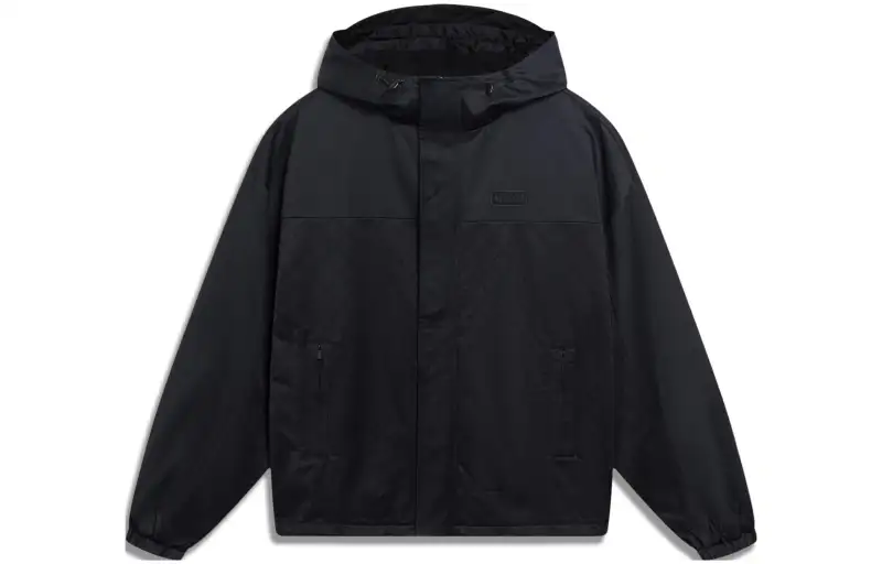 Li Ning Trench Coat Men's Black Jacquard All Over Print Black