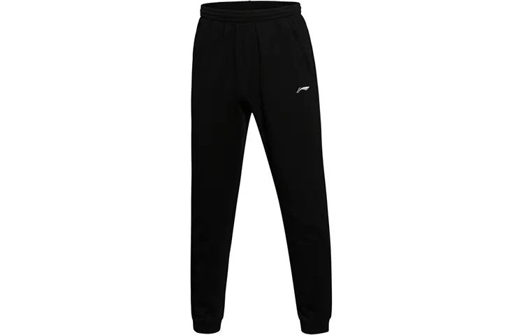 Li Ning Knitted Sweatpants Men's Black Moderate Cuffed Pants