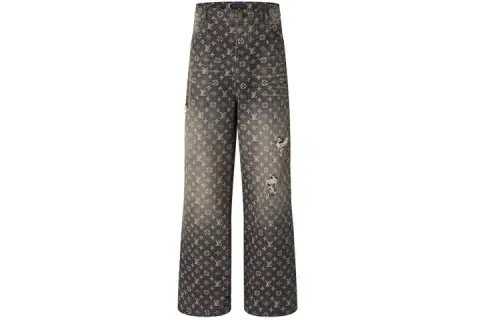 LOUIS VUITTON New Quarterly Products Of LV Jeans Men's Moderate Ripped Pants