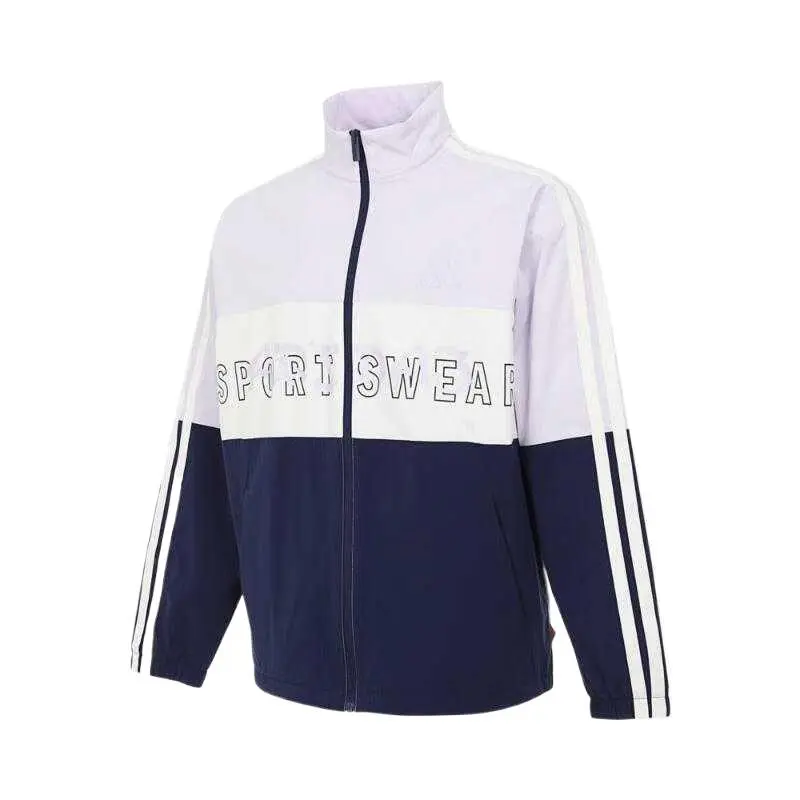 Adidas Jackets Unisex Purple Stand Collar Moderate Straight Fit