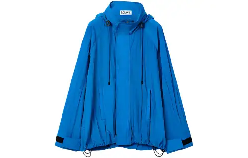 LOEWE Parka Coats Men's Dark Blue Hooded Moderate