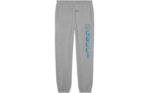 GUCCI Knitted Sweatpants Men's Gray Moderate Cuffed Pants