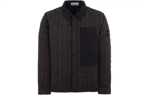 Stone Island crinkled quilted shirt jacket