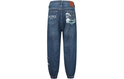 EVISU Jeans Men's Denim Blue Moderate Cuffed Pants