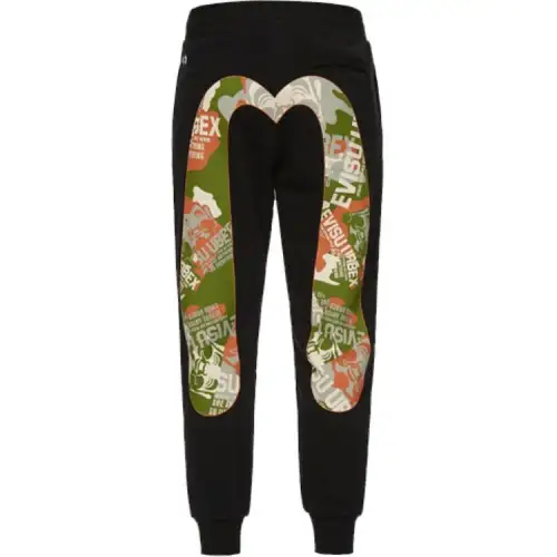 EVISU Knitted Sweatpants Men's Black Moderate Cuffed Pants
