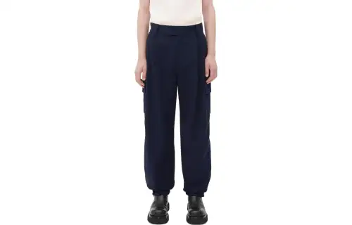 Bottega Veneta Knitted Sweatpants Men's Navy Blue Moderate Cuffed Pants