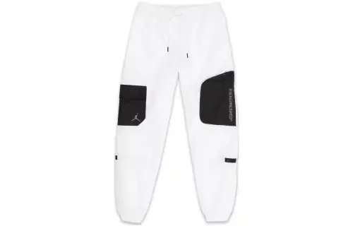 Jordan Knitted Sweatpants Men's White Moderate Cuffed Pants