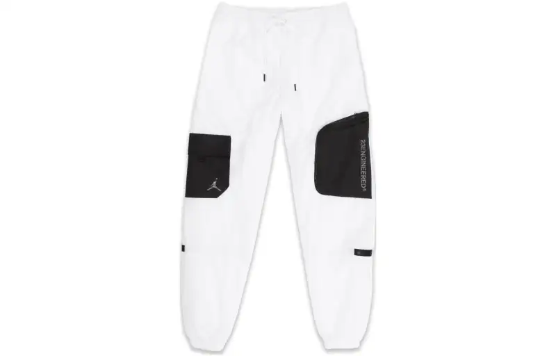 Jordan Knitted Sweatpants Men's White Moderate Cuffed Pants
