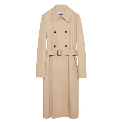LOEWE Trench Coats Men's Beige Lapel Moderate