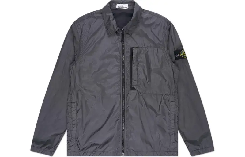 STONE ISLAND Compass Patch Collared Zip Up Jacket