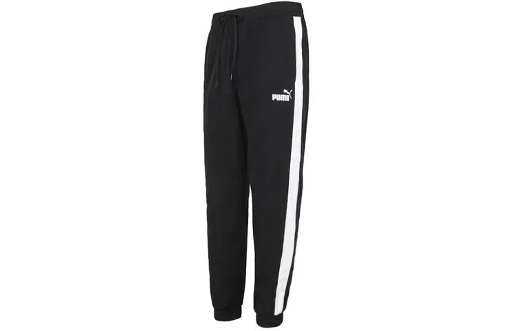PUMA Knitted Sweatpants Men's Black Moderate Straight Fit Pants