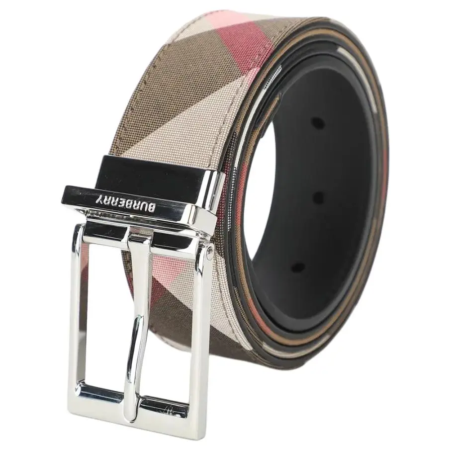 Burberry Original Design Leather Belts Men's Multicolor Width 3.5CM