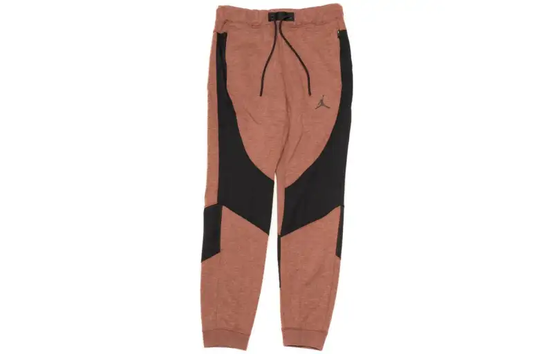 Jordan Knitted Sweatpants Men's Brown Moderate Cuffed Pants