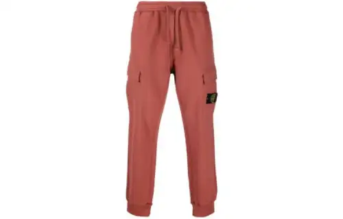 STONE ISLAND Knitted Sweatpants Men's Brick Red Moderate Cuffed Pants