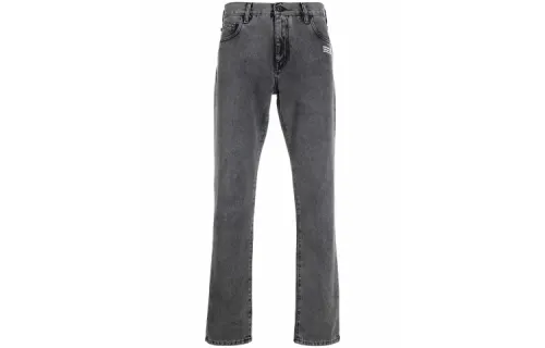 OFF-WHITE Logo Patch Faded-Effect Jeans