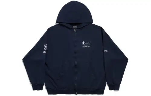 Balenciaga WFP Zip Up Medium Fit In Archetype Fleece Jackets & Coats Regular Fit Unisex Dark Blue