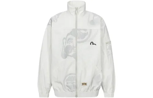 EVISU Jackets Men's White Stand Collar Moderate Other