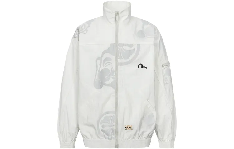 EVISU Jackets Men's White Stand Collar Moderate Other