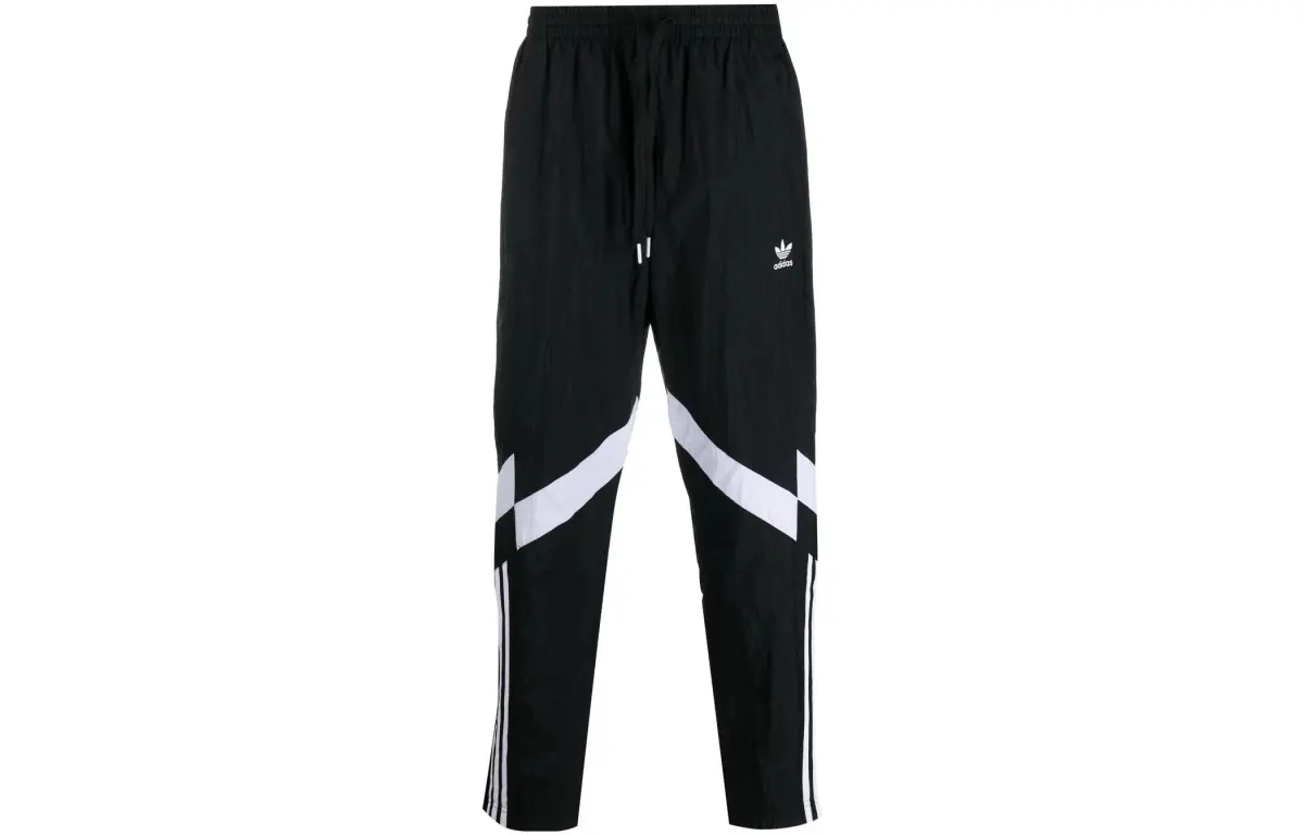 Adidas Originals Knitted Sweatpants Men's Black Moderate Straight Fit Pants
