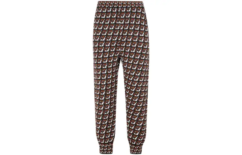 PRADA Knitted Sweatpants Men's Brown Moderate Cuffed Pants