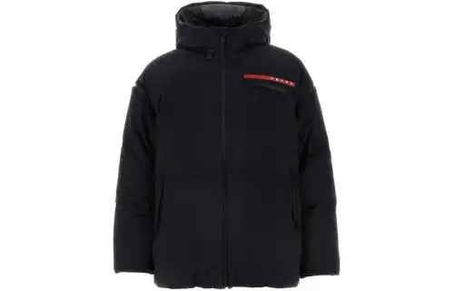 PRADA Down Jackets Men's Black Stand Collar Moderate Other
