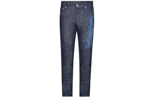 LOUIS VUITTON New Quarterly Products Of LV Jeans Men's Blue Moderate Straight Fit Pants