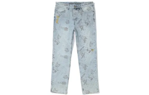 Drew house Letter Logo Series Jeans Unisex Vintage Denim Moderate Tapered Pants