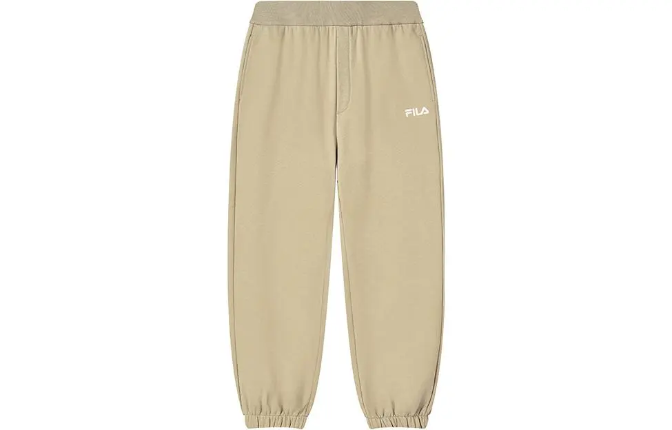 FILA Knitted Sweatpants Unisex Khaki Moderate Cuffed Pants