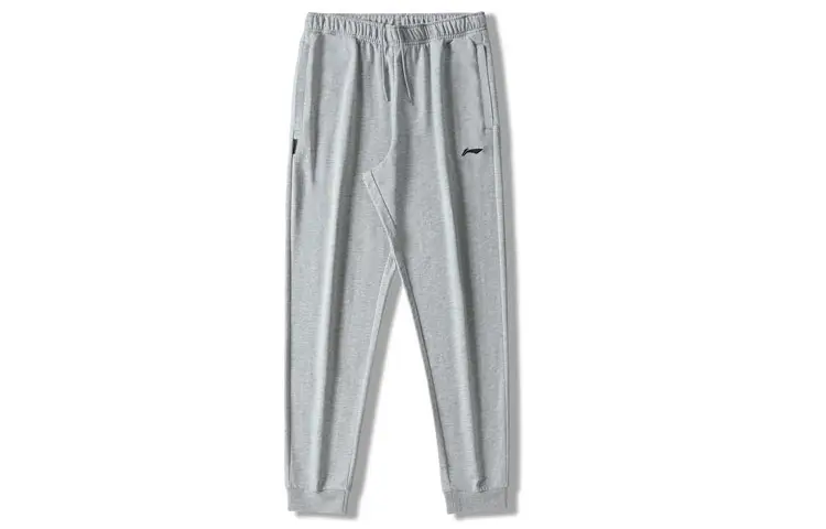 Li Ning Knitted Sweatpants Men's Gray Moderate Cuffed Pants