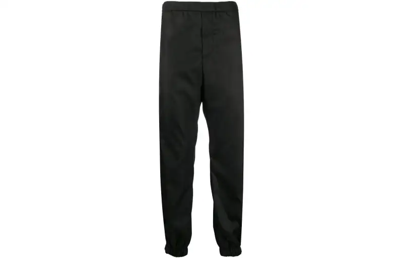PRADA Knitted Sweatpants Men's Black Moderate Straight Fit Pants