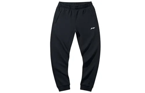 Li Ning Casual Fleece Lined Thermal Cuffed Pants Knitted Sweatpants Men's Standard Black