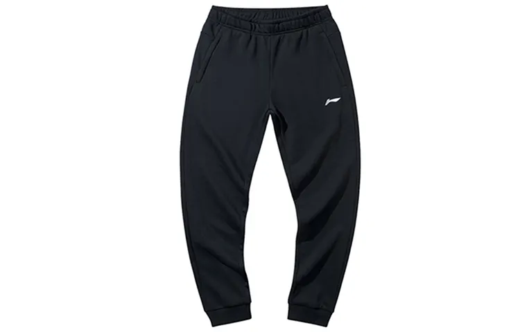Li Ning Casual Fleece Lined Thermal Cuffed Pants Knitted Sweatpants Men's Standard Black