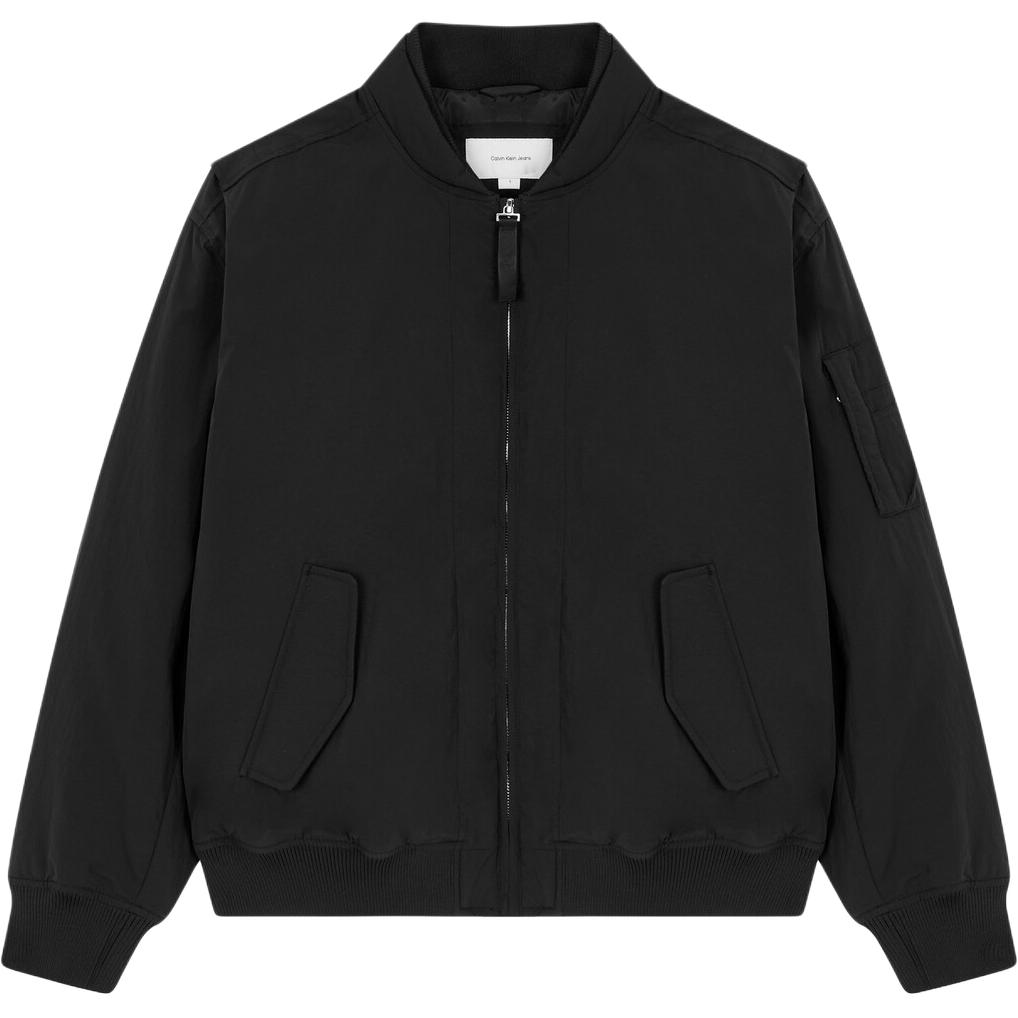 CALVIN KLEIN Jeans solid color comfortable loose padded long-sleeved jacket men's black