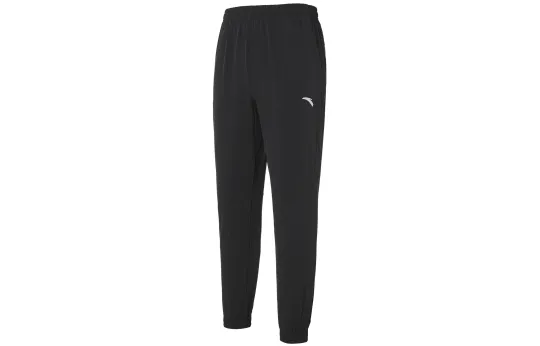 ANTA Knitted Sweatpants Men's Black Moderate Cuffed Pants
