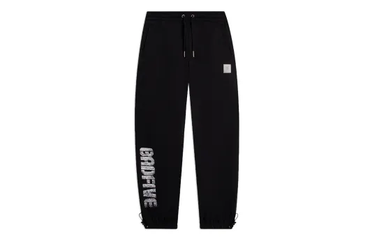 Li Ning Badfive Letter Print Fleece Lined Thermal Elastic Knitted Sweatpants Men's Black