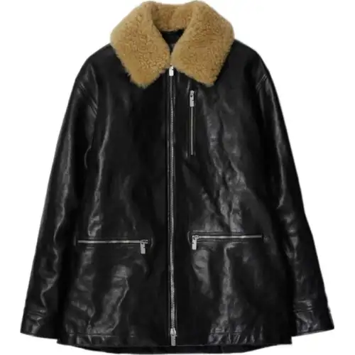 Burberry Shearling-collar Leather Coat
