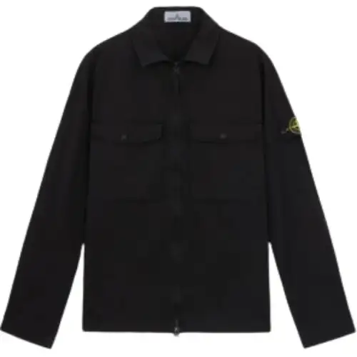 STONE ISLAND Logo Patch Zip-Up Jacket