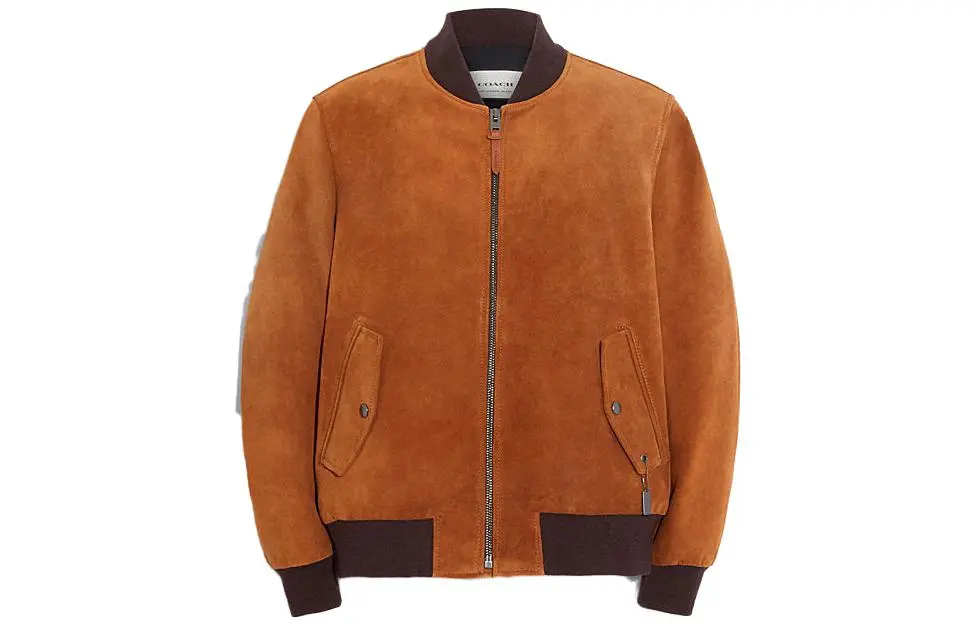 COACH SS23 Leather Jacket Men's Orange