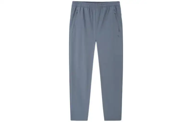 Anta Running Collection Solid Color Logo Print Thickened And Fleece Lined Thermal Straight Fit Running Pants Men's