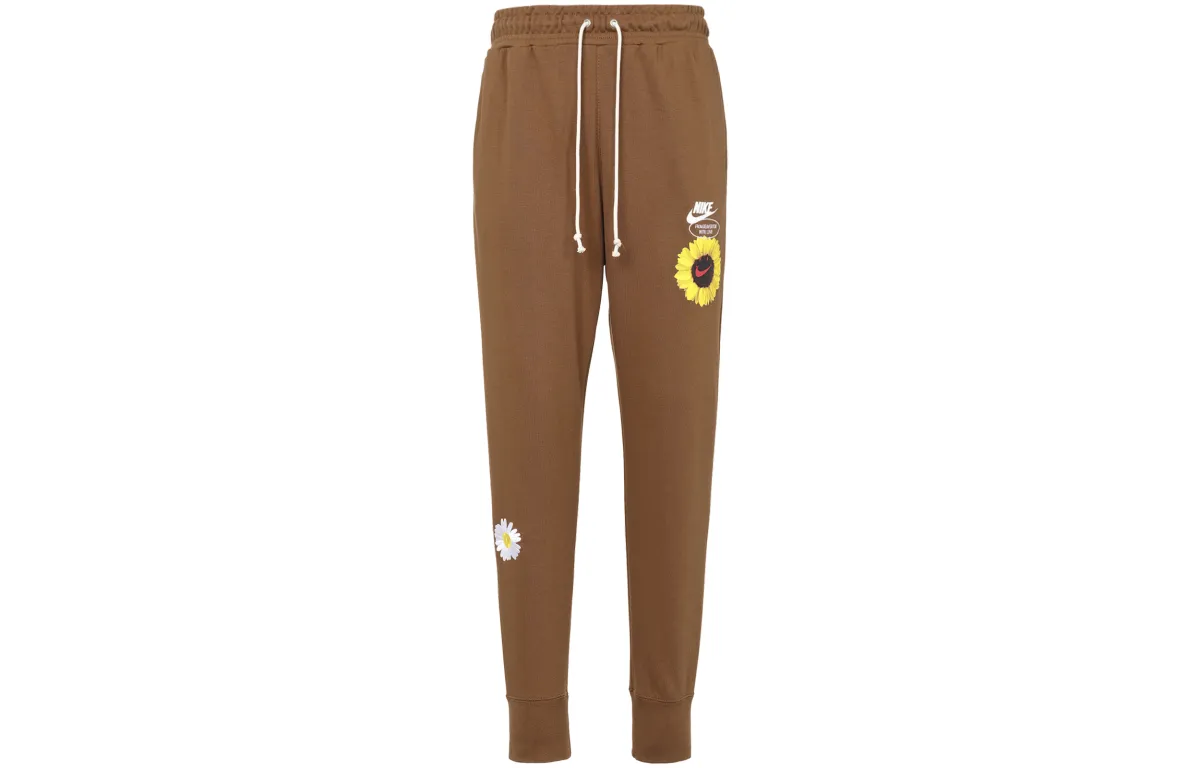 Nike Knitted Sweatpants Men's Brown Moderate Cuffed Pants