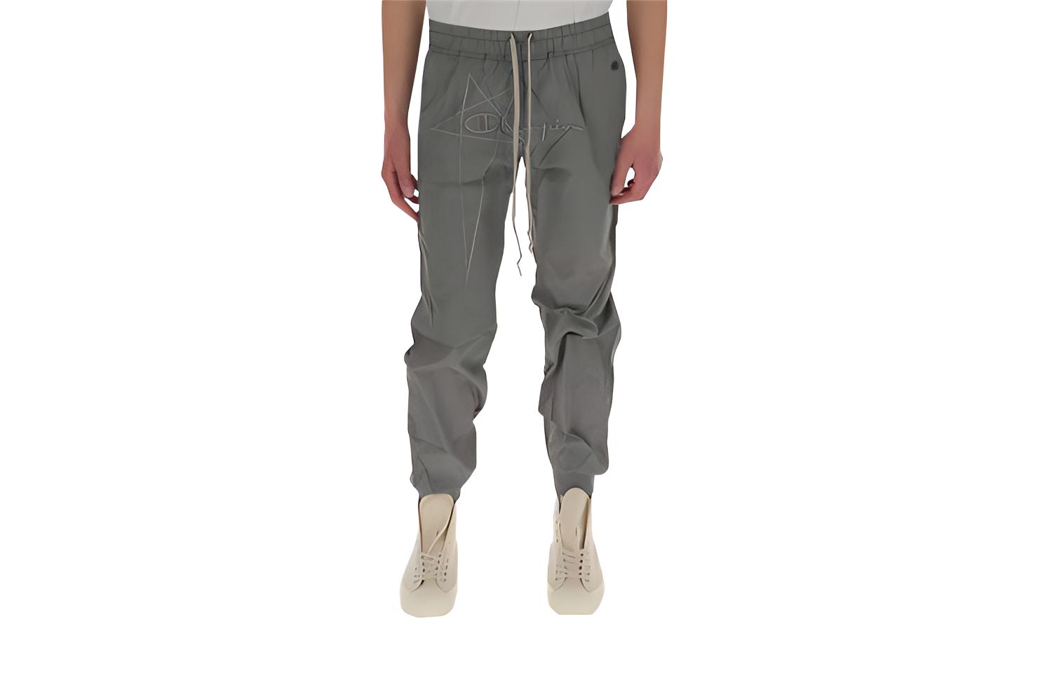 RICK OWENS Knitted Sweatpants Men's Gray Moderate Cuffed Pants