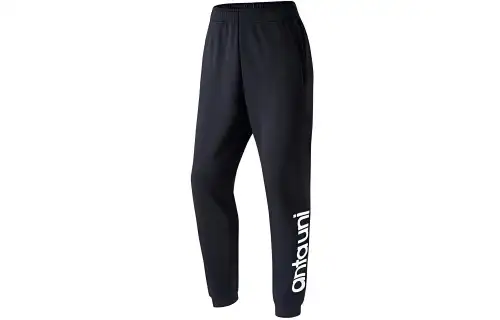 ANTA Knitted Sweatpants Men's Black Moderate Cuffed Pants