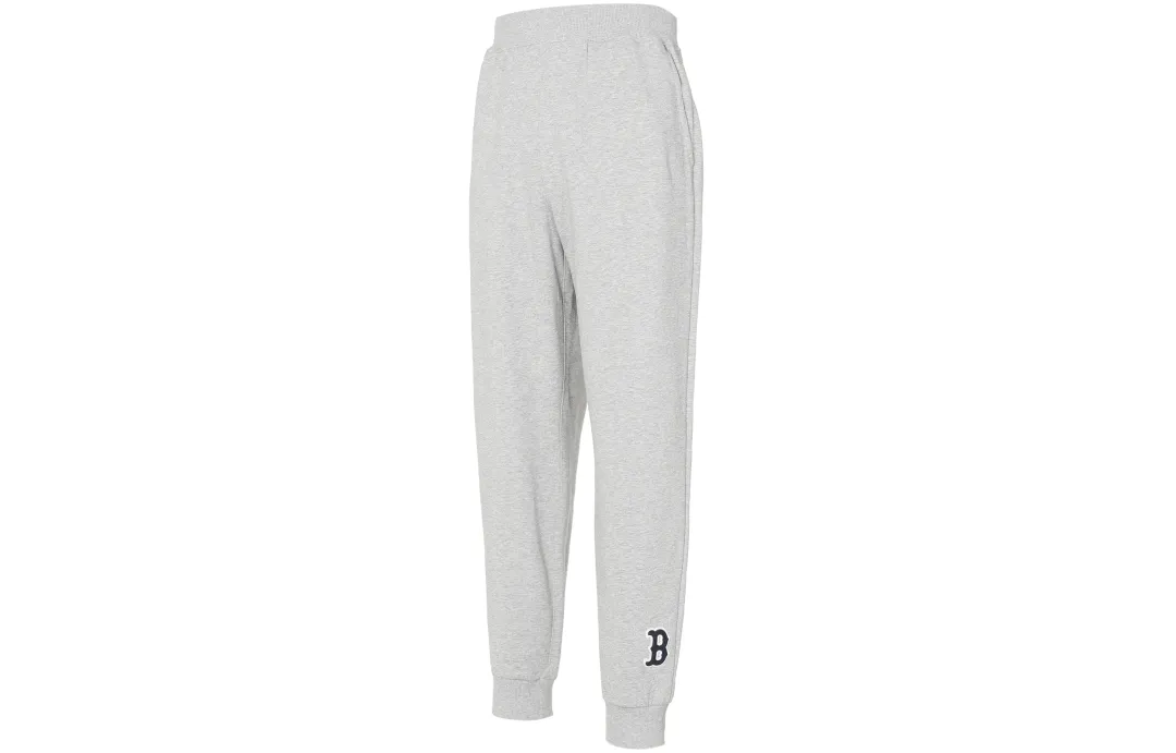 MLB Base Logo Knitted Sweatpants Unisex Gray Moderate Cuffed Pants