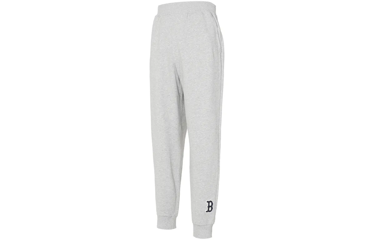MLB Basic Logo Knitted Sweatpants Unisex Gray Moderate Cuffed Pants