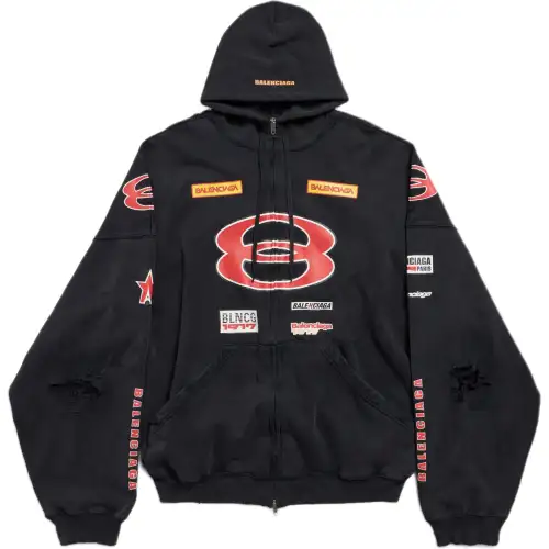 Balenciaga Sponsor Logos Large Zip Up Hoodie