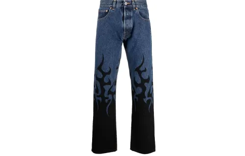 Vetements flame-print straight-leg jeans