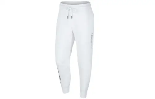 Jordan Knitted Sweatpants Men's White Moderate Cuffed Pants