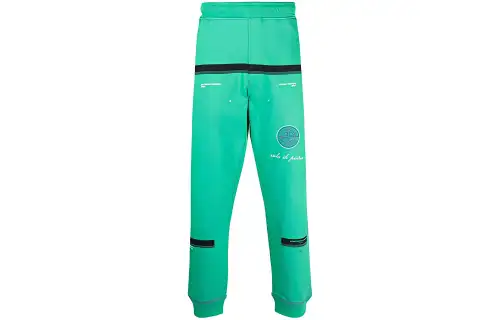 STONE ISLAND Knitted Sweatpants Men's Green Moderate Straight Fit Pants