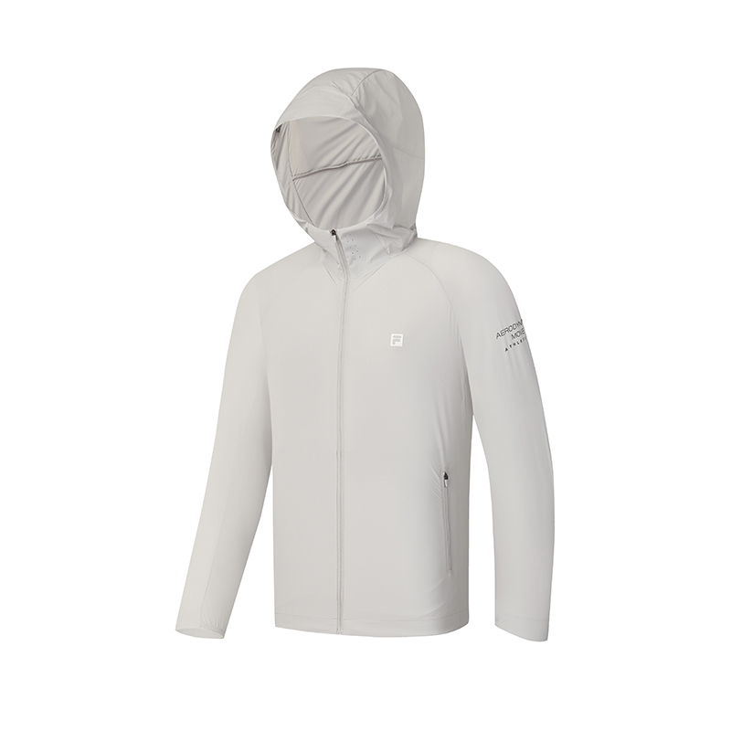 FILA Jackets Men's Phantom Gray Hooded Moderate Wind Shell